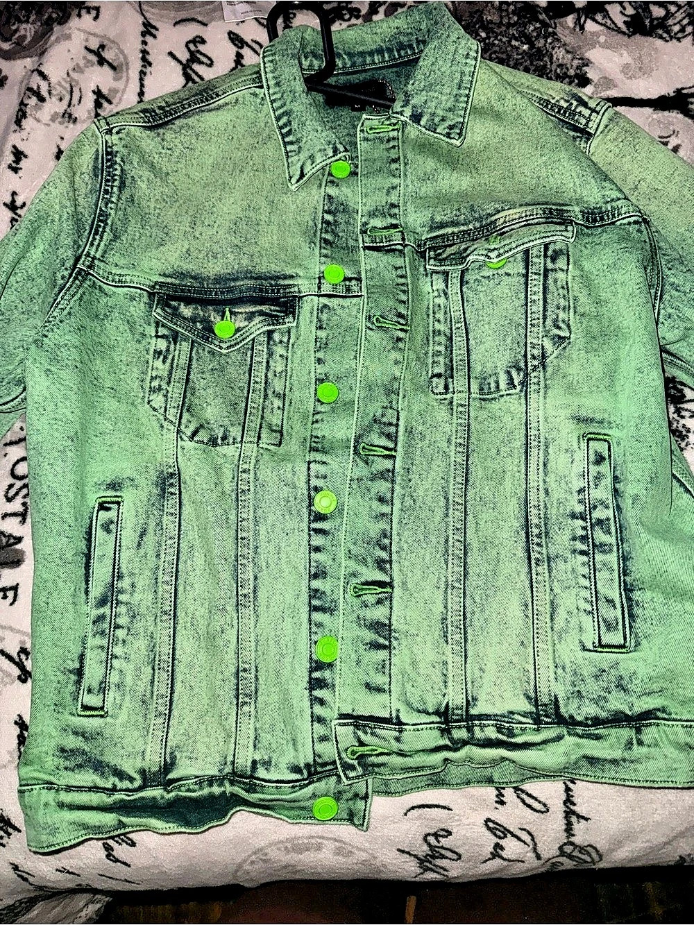 Purple Green Denim Jacket Size Medium NWT